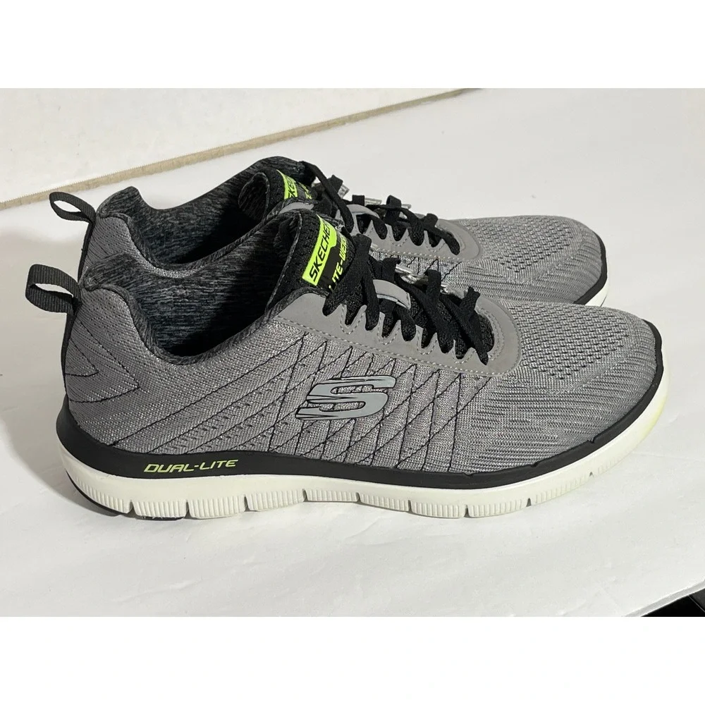 Skechers Mens Lite-Weight Dual-Lite Gray Black Sneakers 52185‎ LGBK Mens 8